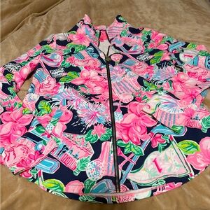 Lilly Pulitzer Navy Honda Classic Golf Patterned Zip Up Jacket Medium